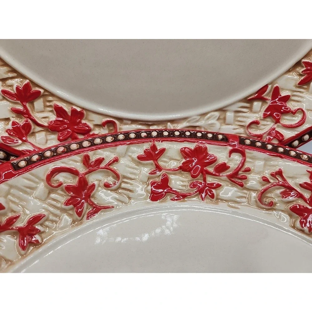 Temptations Floral Lace Dinner Plates -basket Weave PPP-HDL-956130